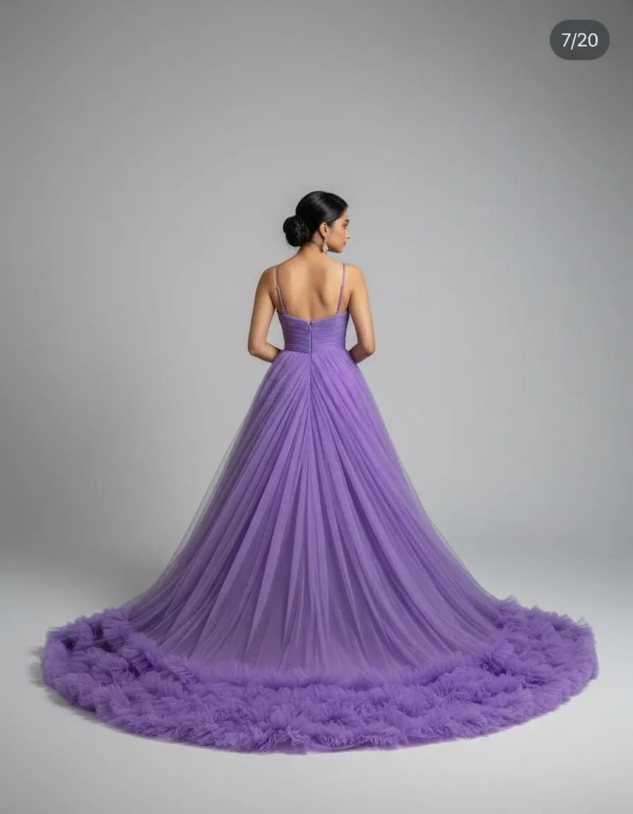 Lavender Mist Ruffle Hem Statement Gown - Image 3
