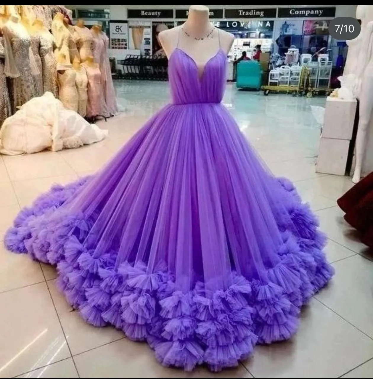 Lavender Mist Ruffle Hem Statement Gown - Image 5