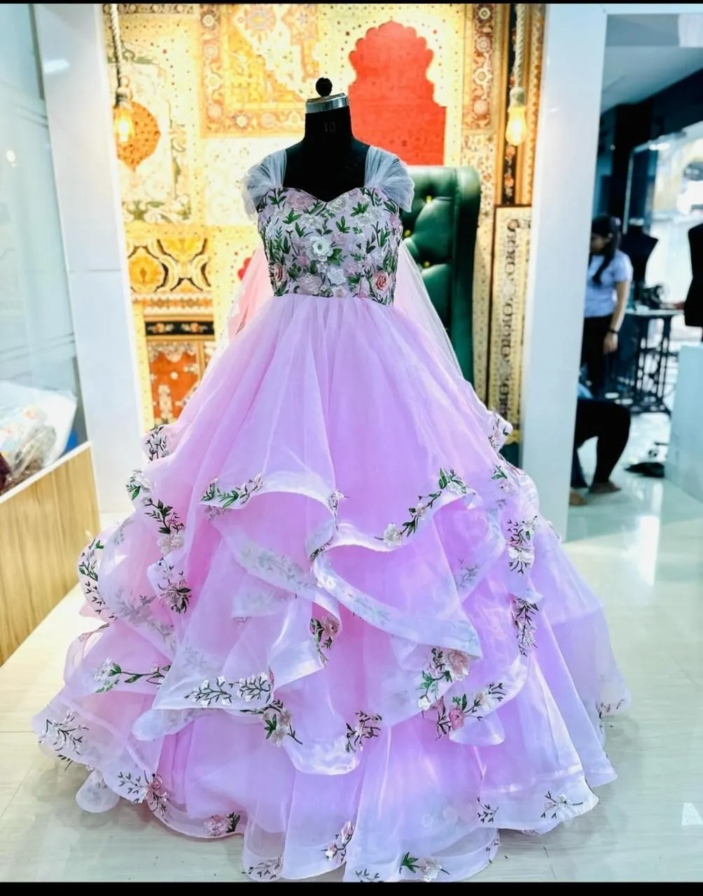 Lilac Bloom Floral Layered Ruffle Gown - Image 5