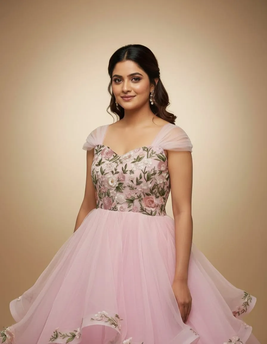 Lilac Bloom Floral Layered Ruffle Gown - Image 4