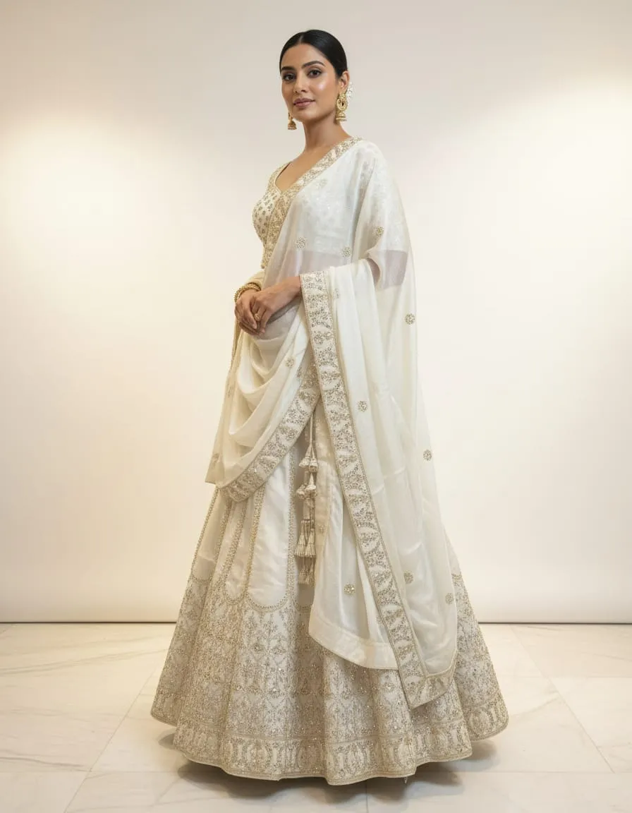Ivory Noor-E-Jahan Royal Bridal Lehenga Set - Image 4