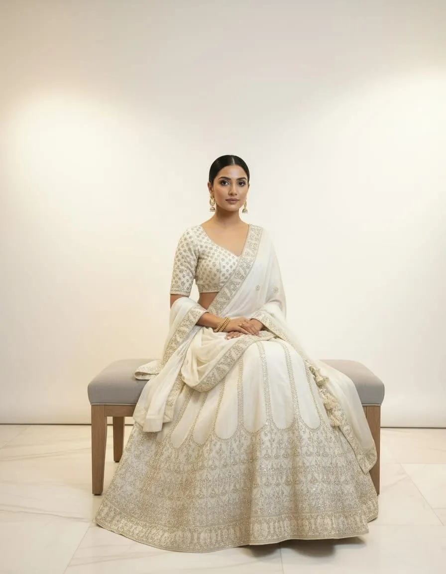 Ivory Noor-E-Jahan Royal Bridal Lehenga Set - Image 3