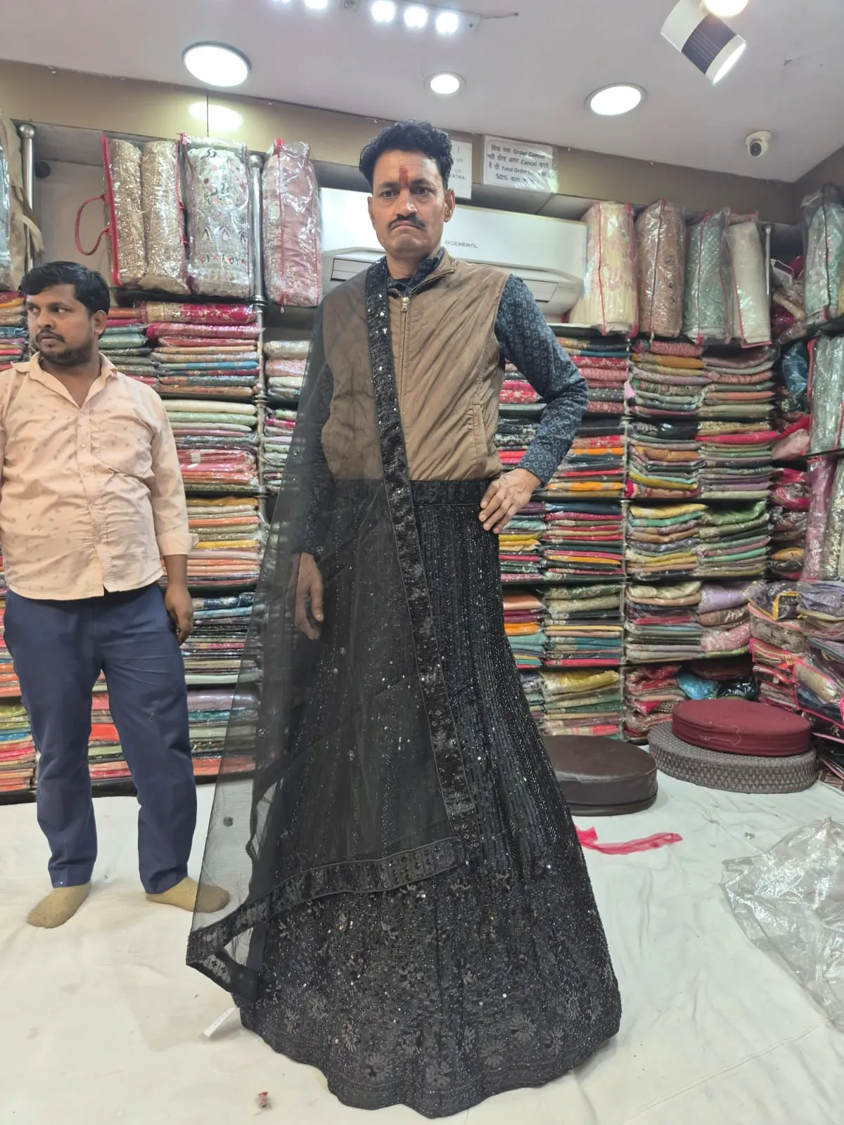 Zara Noir Black Sequin Bridal Lehenga Set - Image 5