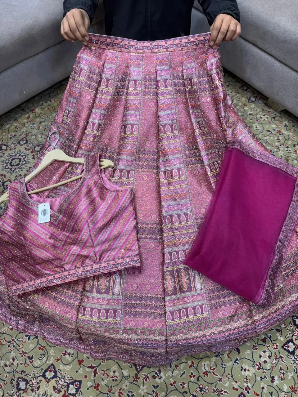 Ruhani Rani Handwoven Fuchsia Lehenga Set - Image 6