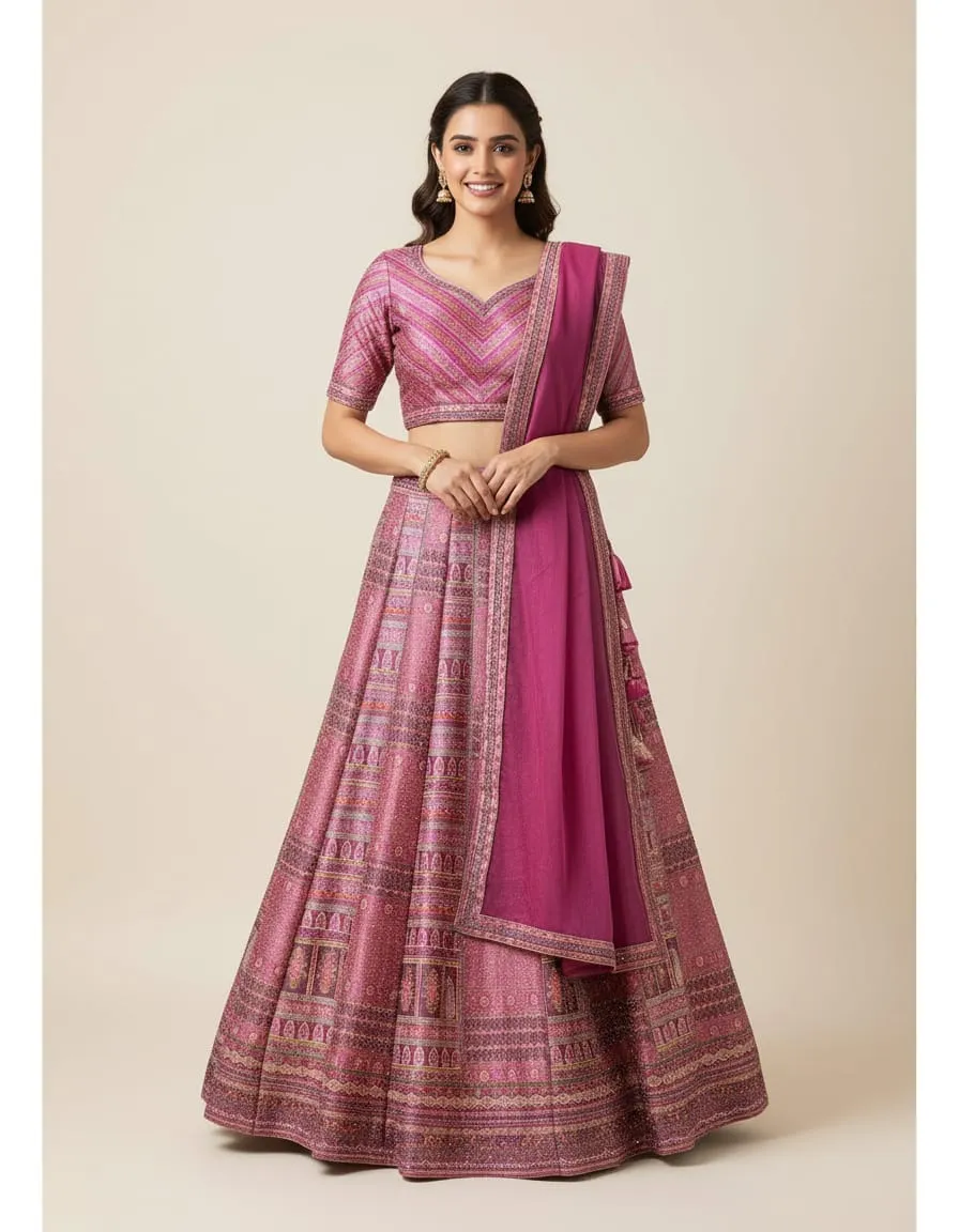 Ruhani Rani Handwoven Fuchsia Lehenga Set - Image 5