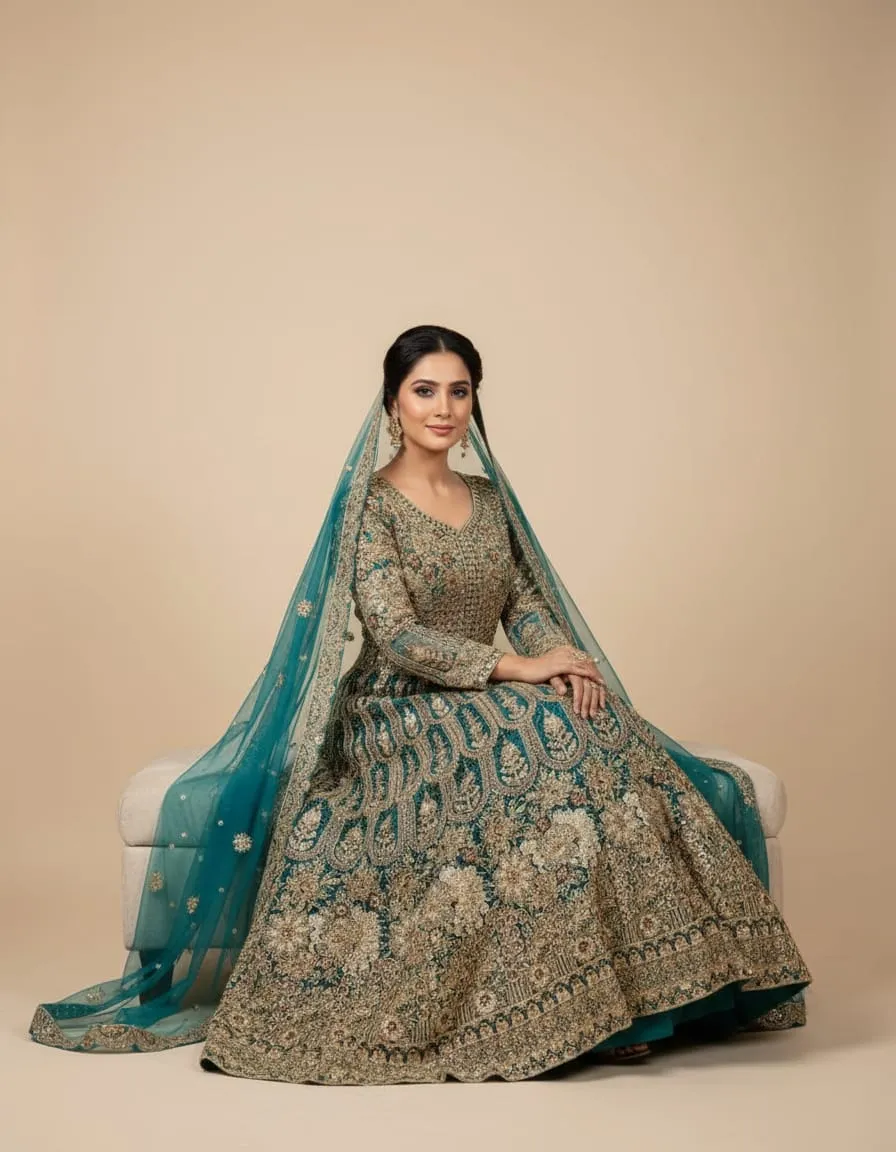 Regal Emerald Heritage Lehenga - Image 4