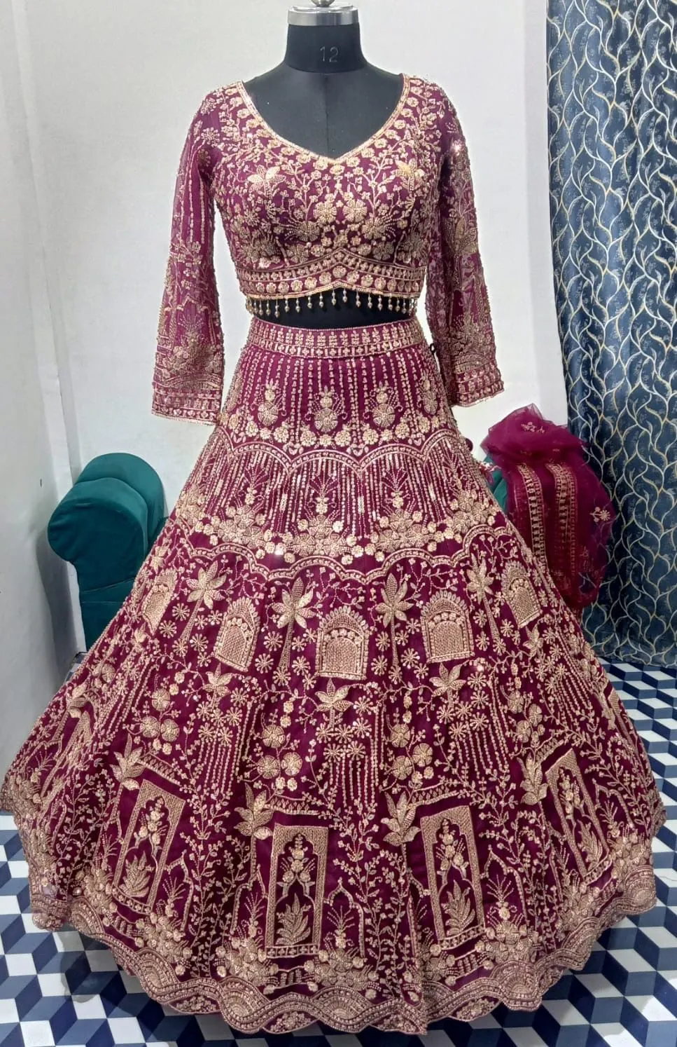 Maroon Zari Royal Heritage Lehenga - Image 5