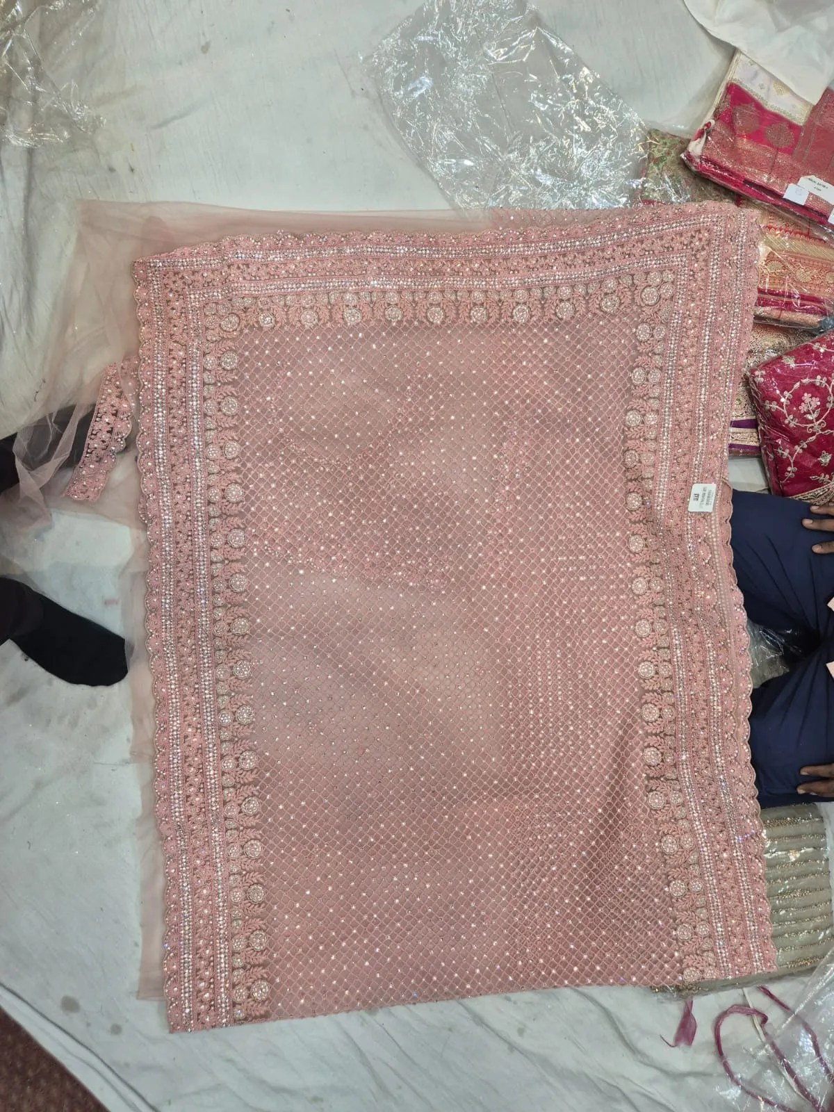 Noor-E-Blush Handworked Net Blouse Fabric - Image 6